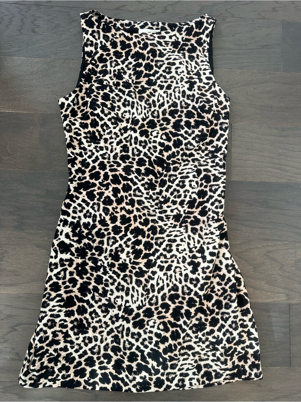 Open edit sleeveless Leopard Print Mini Dress - Black & Tan size XS